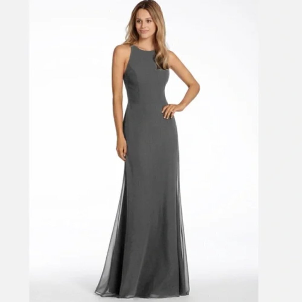Hayley Paige Occasions Women's Size 2 Bridesmaid Dress 5714 Gunmetal Gray